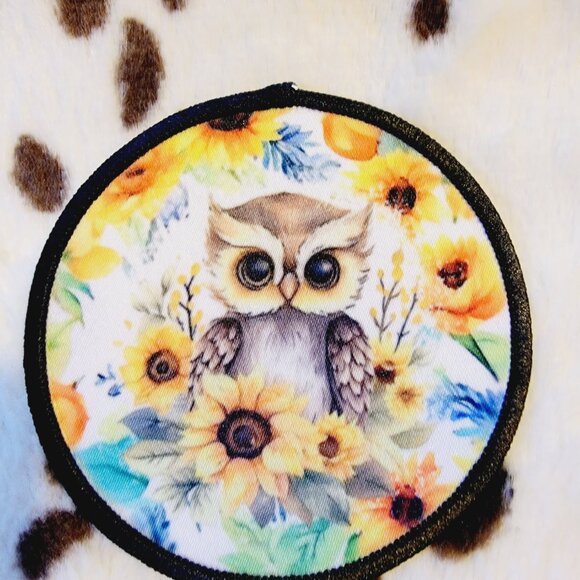 Owl Floral DYI Fabric Hat Patch Glue Iron On Sew Custom Hat Patch - Picture 5 of 6
